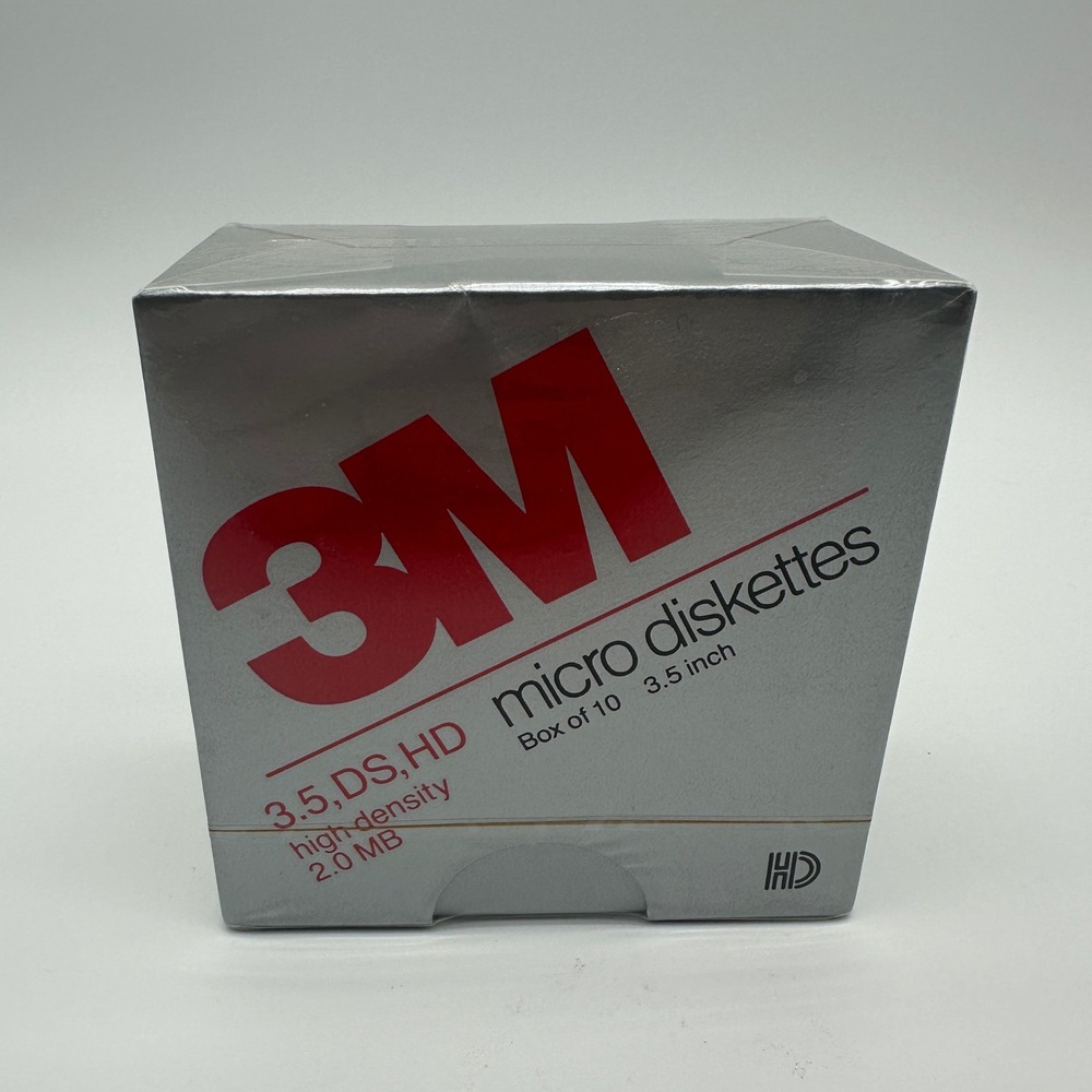 3M DS HD 3.5" Micro Diskettes 2.0MB Box of 10 Vintage 1987 12513 Sealed